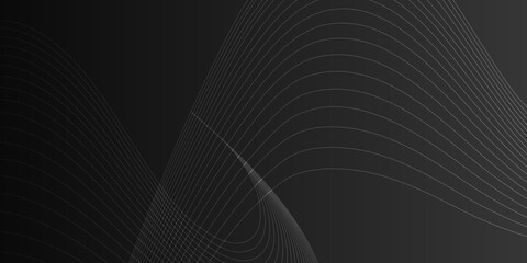 Black abstract wave lines background with dark concept. Vector Illustration.