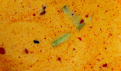 Close up creamy tom yum soup