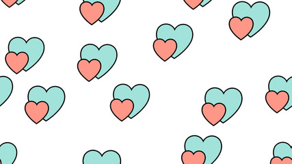 Texture seamless pattern of flat icons of hearts, love items for the holiday of love Valentine's Day February 14 or March 8 on a white background. illustration