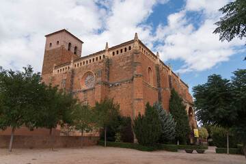 Fototapeta na wymiar Vertical shot of the Church of San Miguel Arcangel in Ibdes, Spain
