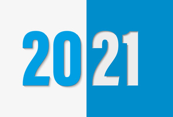 Happy New Year 2021 background. Greeting card 2021 Fonts flyer view from above banner. Celebrate brochure paper cut icon