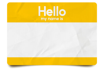Yellow hello my name is name tag blank template - obrazy, fototapety, plakaty