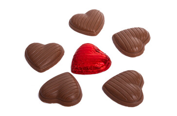 chocolate hearts isolated