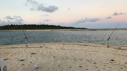 fishing on the beach