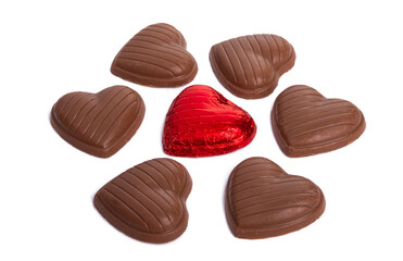 chocolate hearts isolated