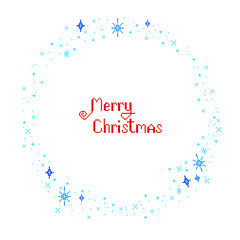 Pixel art style. Merry Christmas and Happy New Year greeting card. Perfect for personalized holiday greeting cards, Christmas party invitations and holiday designs.