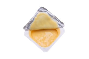 dessert in plastic glass isolated