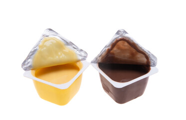 dessert in plastic glass isolated