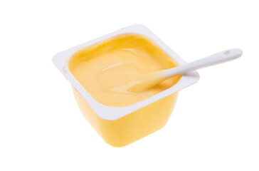 dessert in plastic glass isolated