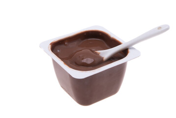 dessert in plastic glass isolated