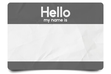 Gray hello my name is name tag blank template © psdgraphicscom