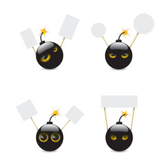 Bomb cartoon set illustration with eyes