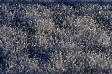 Crystal surface. Selective focus. The snow crystals.