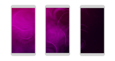 Abstract backgrounds for cell phones.Templates or screensavers for mobile applications.Colored realistic smoke or fog.Realism.Backgrounds for gadgets.White background.Copy space.Vector.
