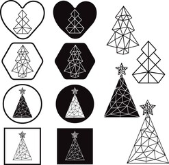 Set of christmas tree sign, vector illustration