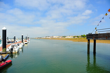 Pier of El Rompido marina, beaches of Huelva, Andalusia, Spain