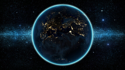 Night earth with starway 3D Illustration