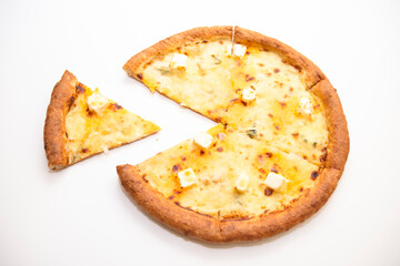 Cheese pizza isolated on white background