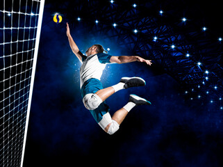 Volleyball player players in action. Sports banner