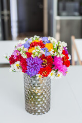 A bouquet of multi-colored flowers