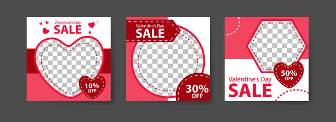 Social media post templates for digital marketing and sales promotion on Valentine's Day. fashion advertising. Offer social media banners. vector photo frame mockup illustration