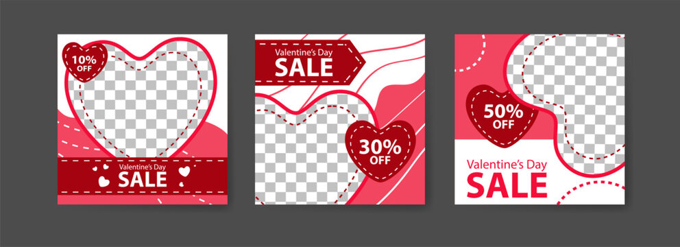 Social media post templates for digital marketing and sales promotion on Valentine's Day. fashion advertising. Offer social media banners. vector photo frame mockup illustration