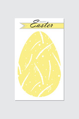 Happy Easter greeting card, template with egg, willow branches. Vector stock illustration isolated on a grey background. Happy Easter. Good for spring and easter design.