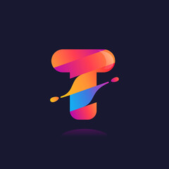 T letter logo with vibrant wave gradient shift.
