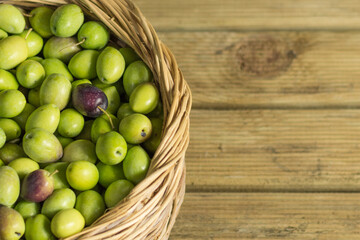 green olives in a basket