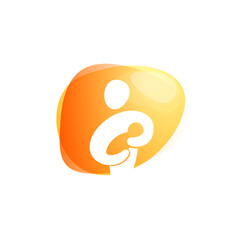 Happy newborn and dad emblem on a watercolor splash background.