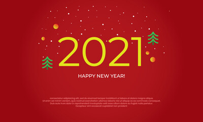 Happy New Year 2021 winter holiday greeting card design template. Happy New Year 2021 Banner Template
