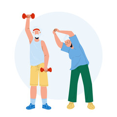 Elderly Fitness Exercising Senior Couple Vector Illustration