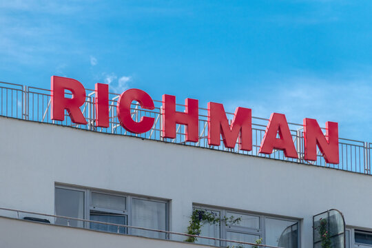 Prague, Czech Republic - July 10, 2020: Logo and sign Richman.