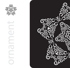Black and white abstract floral ornament. Floral element.