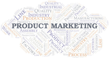 Product Marketing word cloud create with text only.