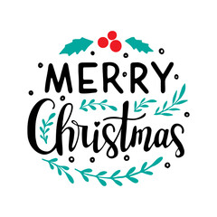 Hand drawn lettering to winter holiday, Vector illustration, isolated on white