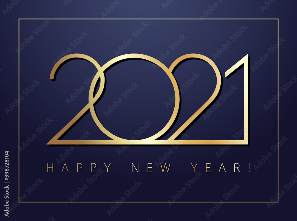 Fototapete 2021 a happy new year congrats concept. classic thin style logotype. abstract isolated graphic desig