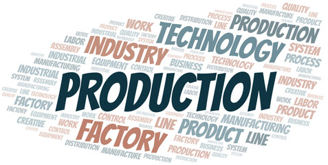 Obraz premium Production word cloud create with text only.