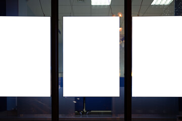 Advertising banner in the window, mock-up