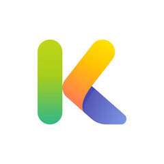 Colorful gradient K letter initial logo.