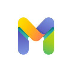 Colorful gradient M letter initial logo.
