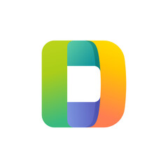 Colorful gradient D letter initial logo.