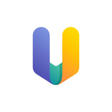 Colorful gradient V letter initial logo.