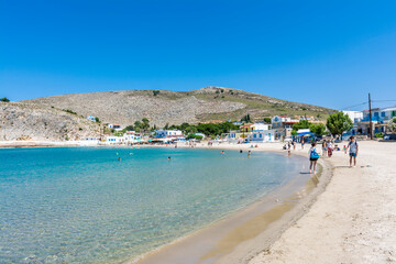 Fototapeta na wymiar The Beach of Pserimos Island. Pserimos is small Greek Island in Aegean Sea.