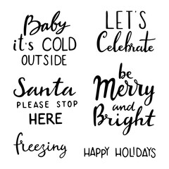 Christmas lettering set. Hand Drawn Ink Lettering