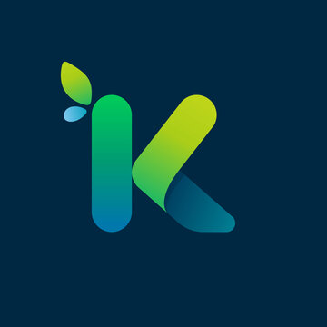 K letter green gradient eco logo.