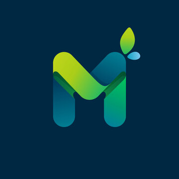 M letter green gradient eco logo.
