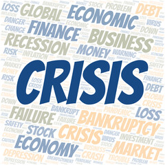 Crisis word cloud create with text only.