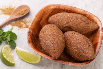 Traditional arabic fried kibbeh. Typical brazilian snack