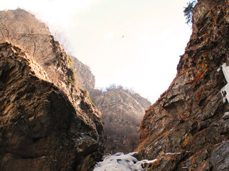 On the way to the frozen Gveleti waterfall. Georgia